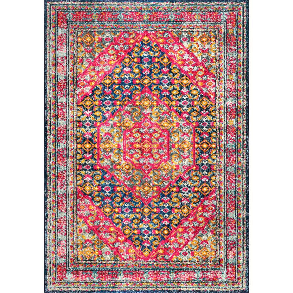 nuLOOM Vintage Medallion Elvia Pink 7 ft. 10 in. x 11 ft. Area Rug