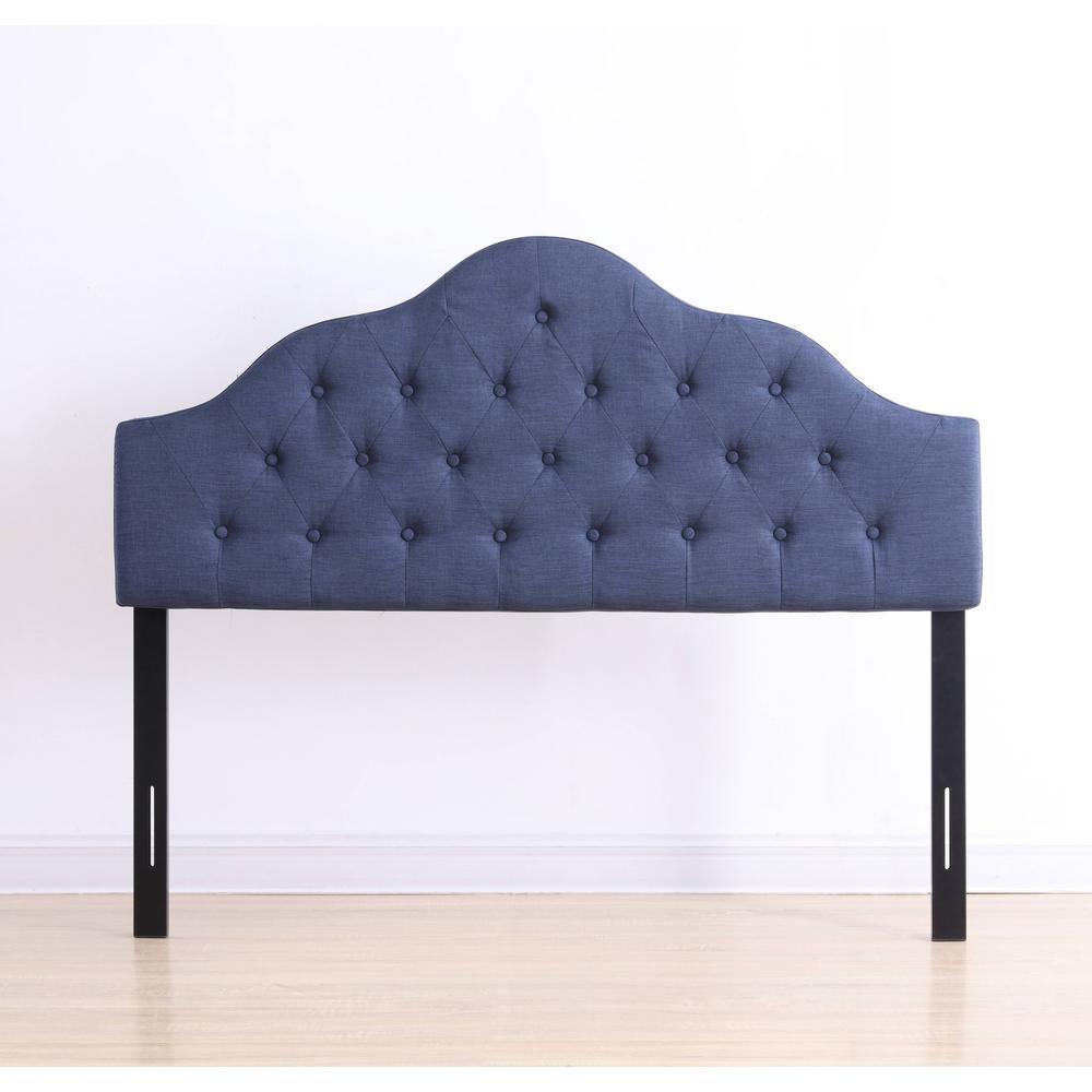 Hodedah Blue Fabric King Upholstered Tufted Rounded Headboard Hihb11 Hodedah Blue Fabric King Upholstered Tufted Rounded Headboard