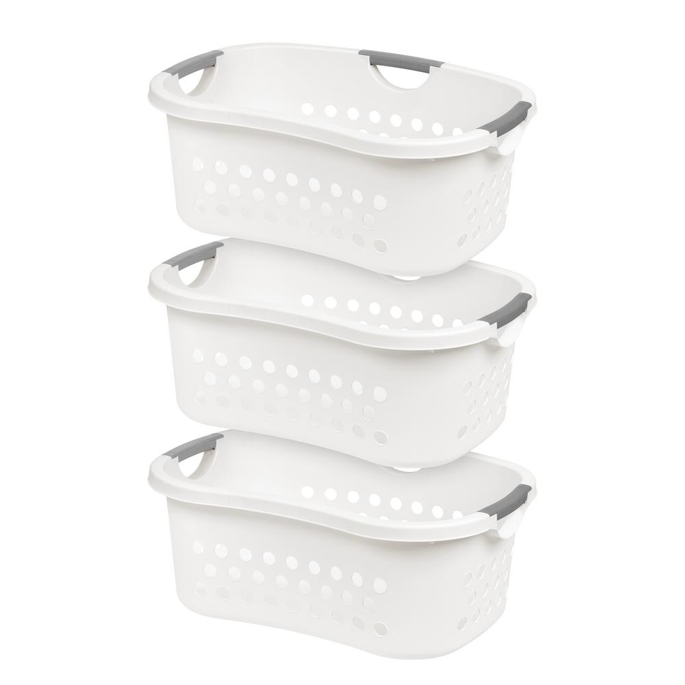 Iris White Comfort Carry Plastic Laundry Basket 3 Pack 589132 Iris White Comfort Carry Plastic Laundry Basket 3 Pack