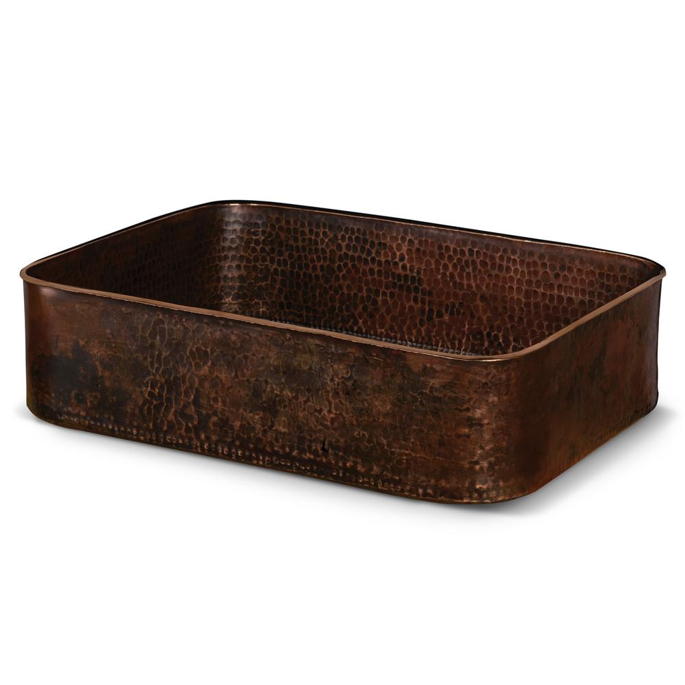 Premier Copper Products Rectangle 19 In Hand Forged Old World Copper Tub Vessel Sink In Oil Rubbed Bronze