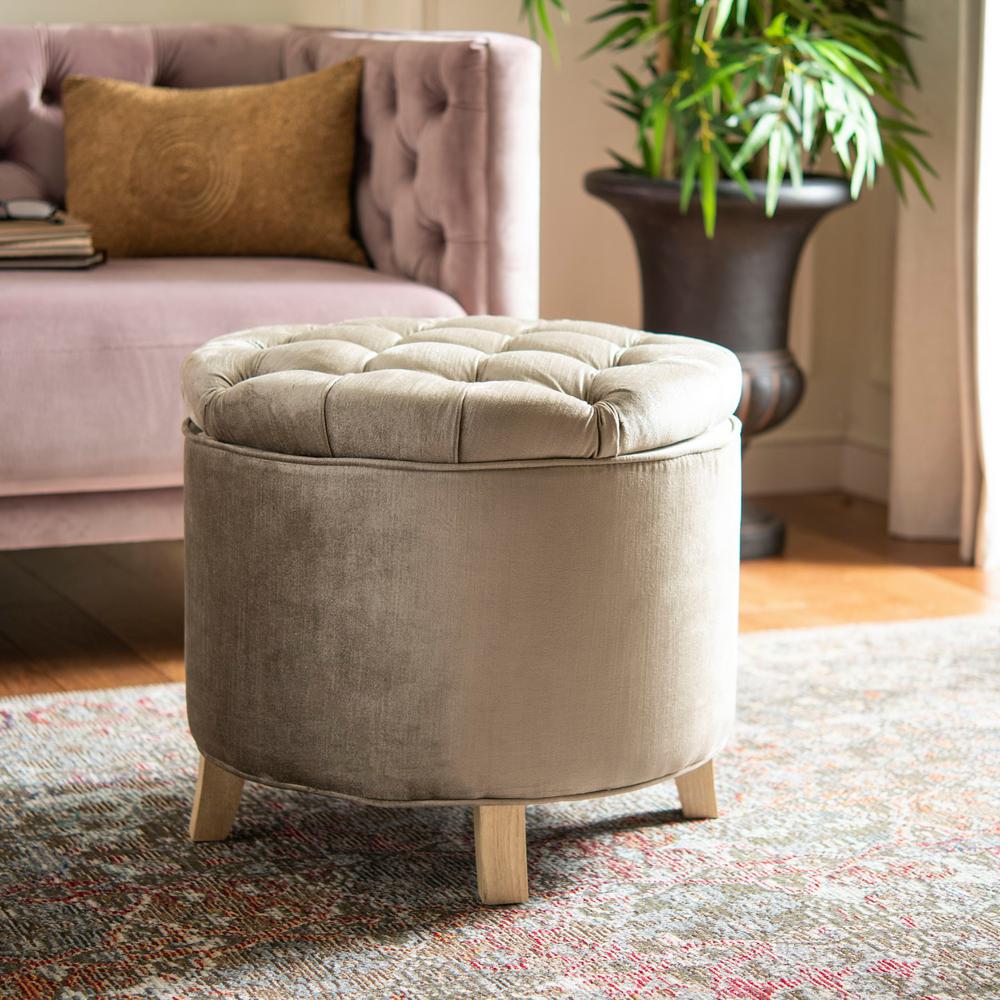 Safavieh Amelia Antique Sage Storage Ottoman-HUD8220W - The Home Depot