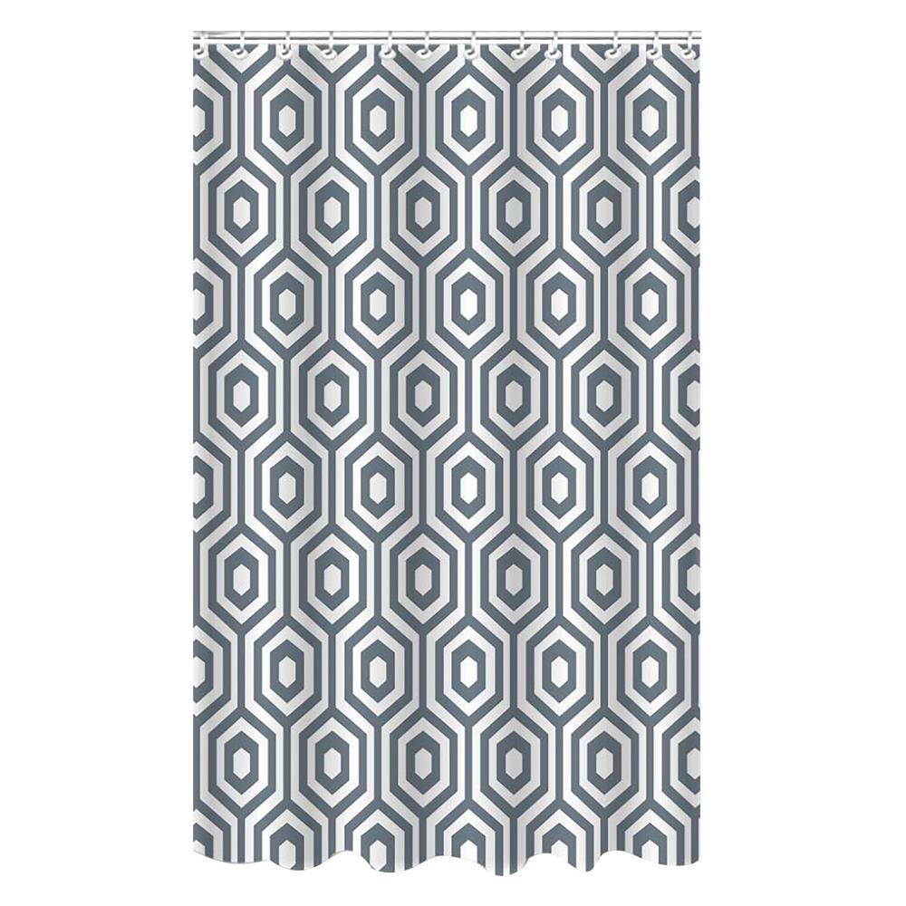 Bath Bliss Dobie 72 in. Gray Shower Curtain Hexagon Design with Hooks, Grey was $33.82 now $21.95 (35.0% off)