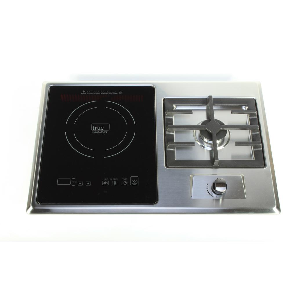 True Induction 25 In Gas Induction Combo In Black And Stainless