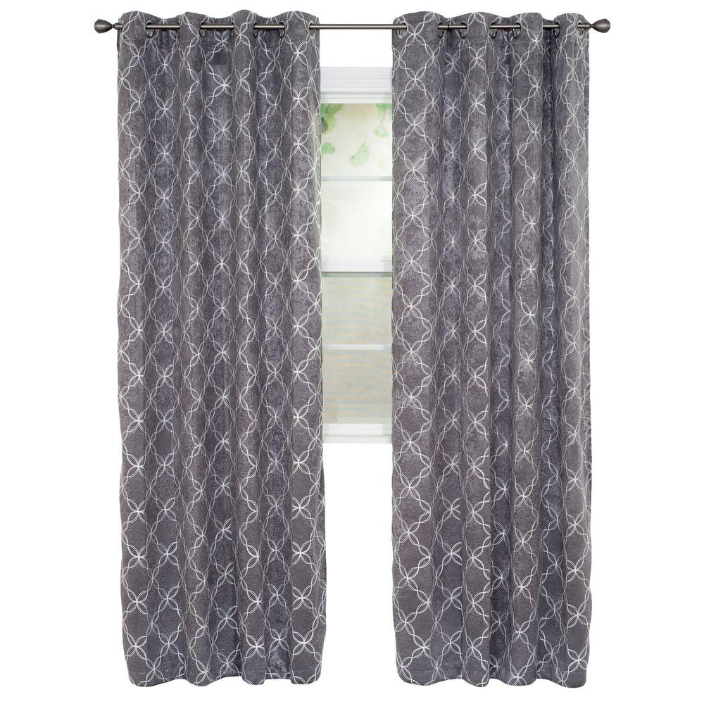 Lavish Home Blackout Myra Charcoal Polyester Darkening Curtain