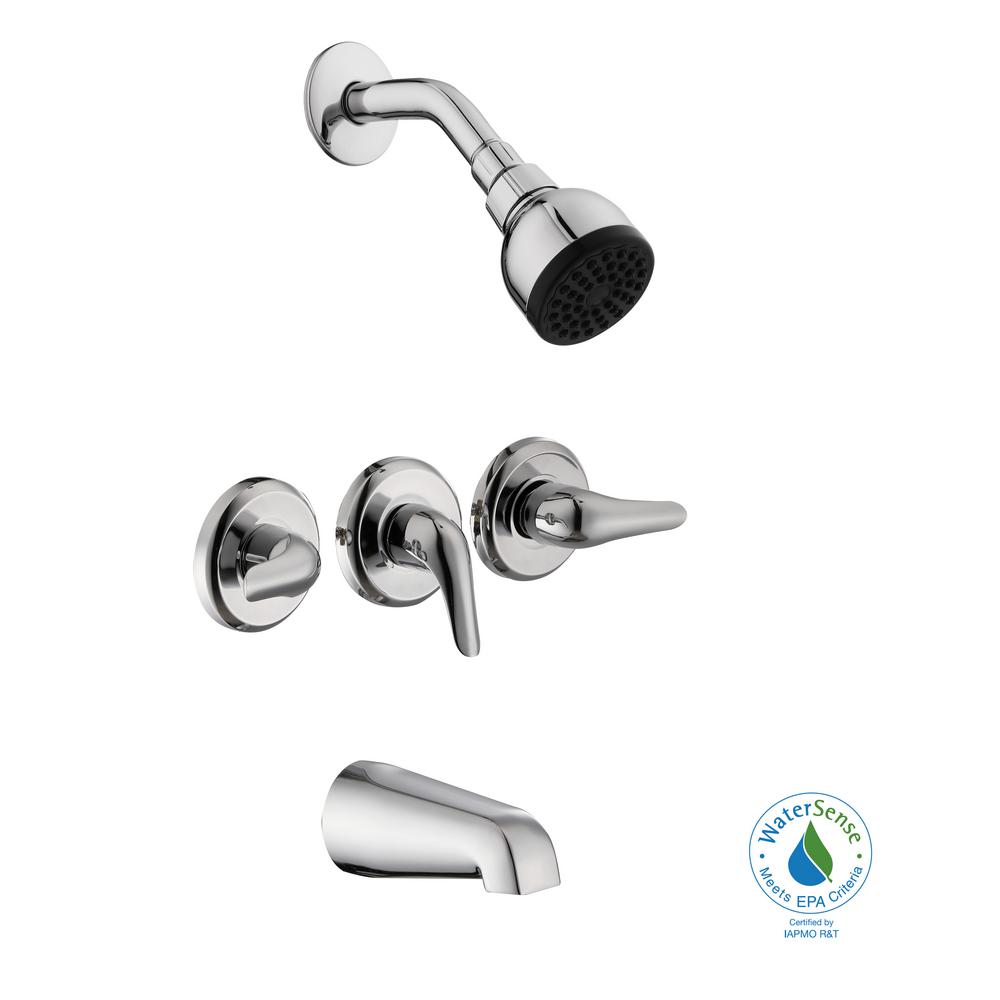 Aragon 3-Handle 1-Spray Tub and Shower Faucet in Chrome (Valve Included)