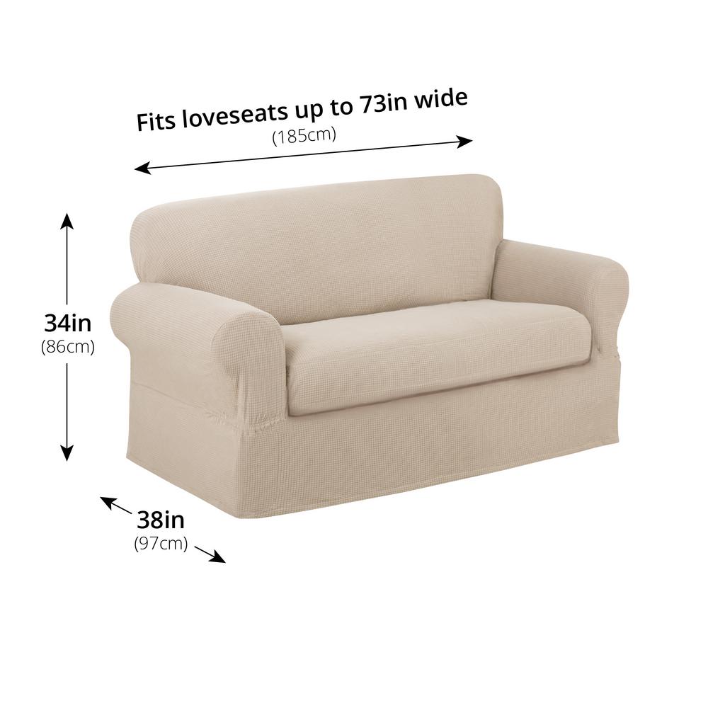 Maytex Reeves Stretch White Loveseat Slipcover 2 Piece