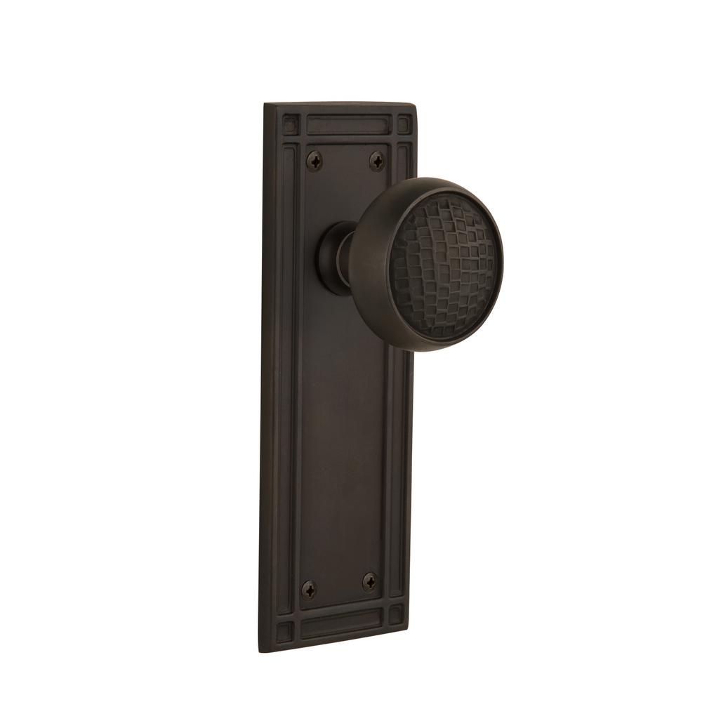 Nostalgic Warehouse Mission Plate Double Dummy Craftsman Door Knob In Oil Rubbed Bronze