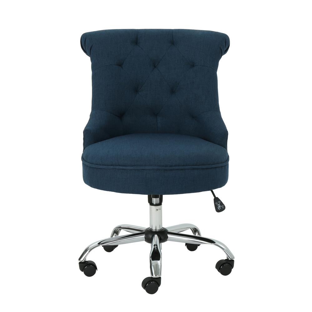 Noble House Auden Tufted Back Navy Blue Fabric Home Office Desk Chair