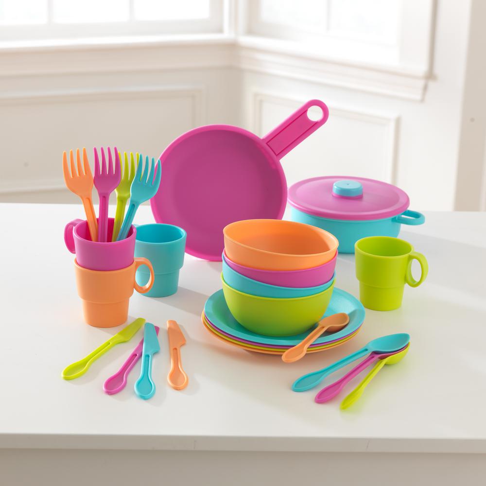 Kidkraft Bright Cookware Set 27 Piece 63319 The Home Depot