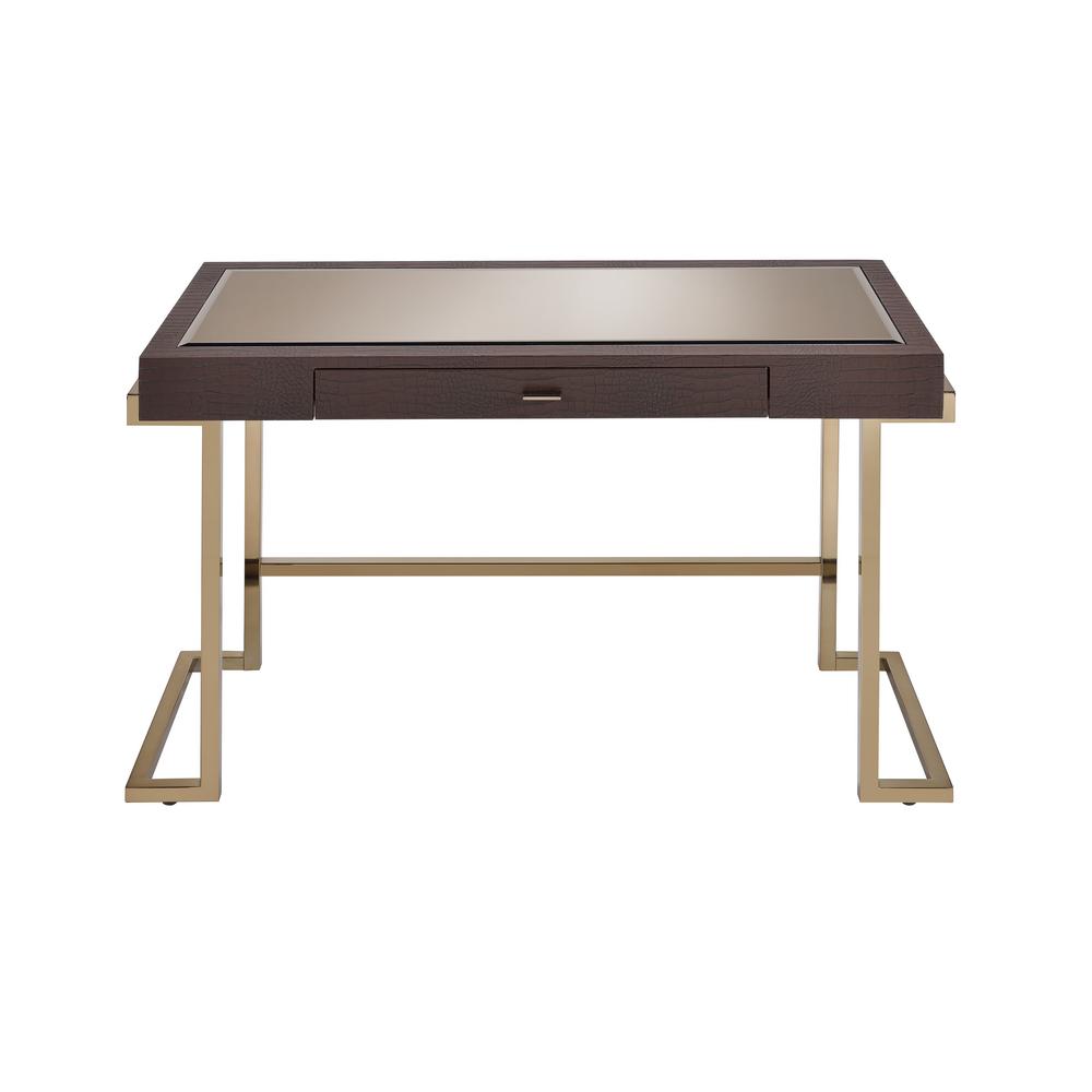 Acme Furniture Espresso Pu And Champagne Boice Writing Desk 92336 Acme Furniture Espresso Pu And Champagne Boice Writing Desk