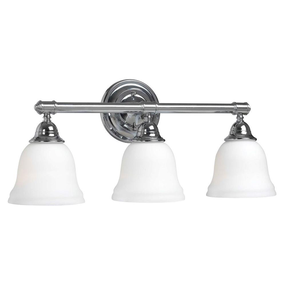 Chrome Clearance Vanity Lighting The Home Depot 3 Light Ava Chrome Bath Sconce With Gl Shades