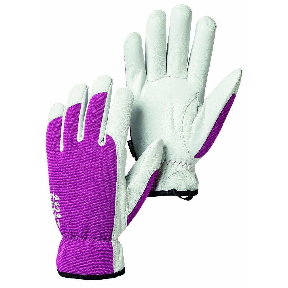 fuschia leather gloves