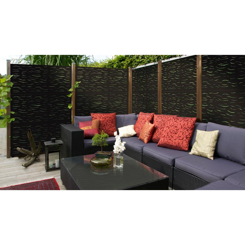 DESIGN-VU 3 ft. x 5 ft. Black Classic Decorative Privacy ...