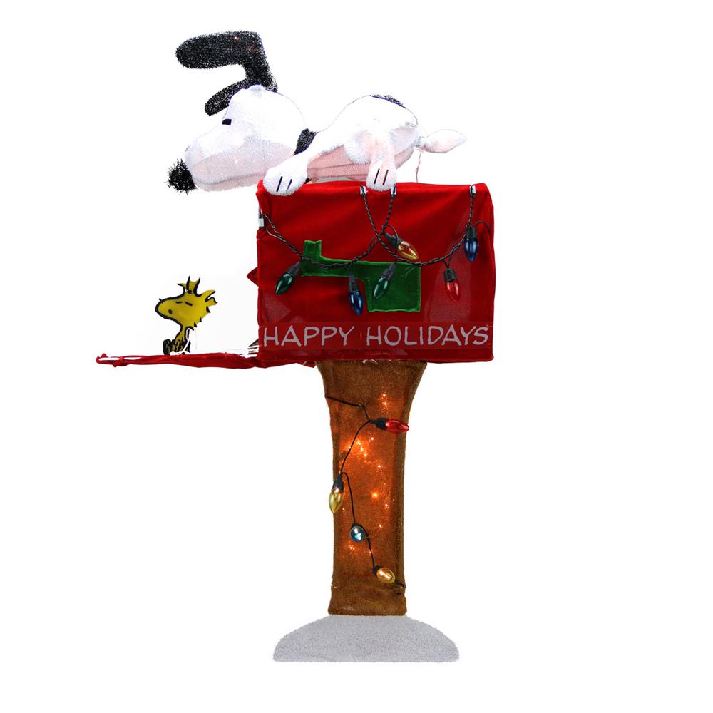 Christmas 32" Santa Snoopy Woodstock 3D Animated Mailbox Pre-Lit Yard Art New