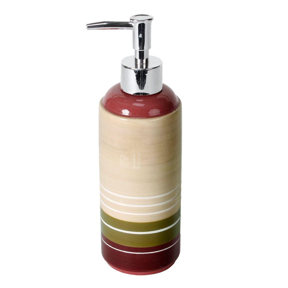 Red Soap Lotion Dispensers Kitchen Faucets The Home Depot Madison Stripe Ceramic Lotion Dispenser In Red