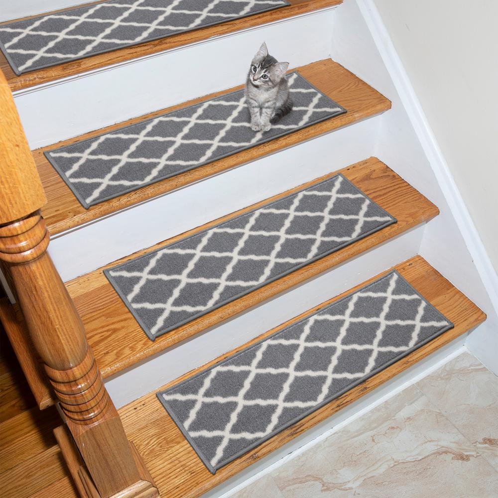 Ottomanson Glamour Collection Gray 9 In X 26 Polypropylene Ottomanson Glamour Collection Gray 9 In X 26 Polypropylene Stair Tread Cover
