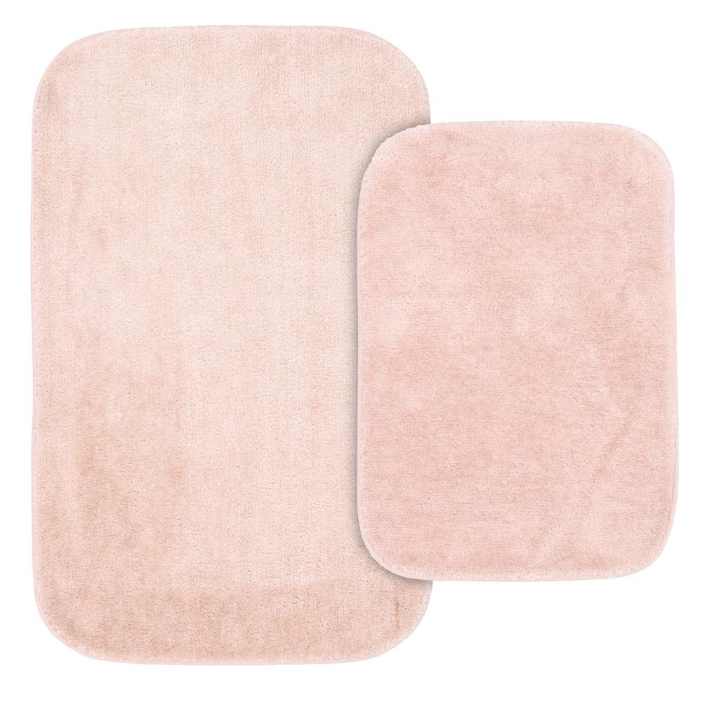 Garland Rug Traditional Blush 21 In X 34 In Plush Nylon 2 Piece Bath Mat Set Ba010w2p04dd3 The Home Depot