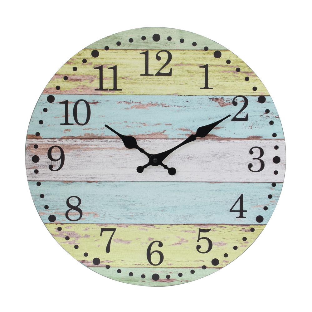 Stonebriar Collection Light Blue And Worn Yellow Vintage Farmhouse 14 Inch Round Hanging Battery Operated Wall Clock Sb 6222a The Home Depot - Distressed Clock Wall Hanging Stonebriar Collection Light Blue And Worn Yellow Vintage Farmhouse 14 Inch Round Hanging Battery Operated Wall Clock Sb 6222a The Home Depot - Distressed Clock Wall Hanging