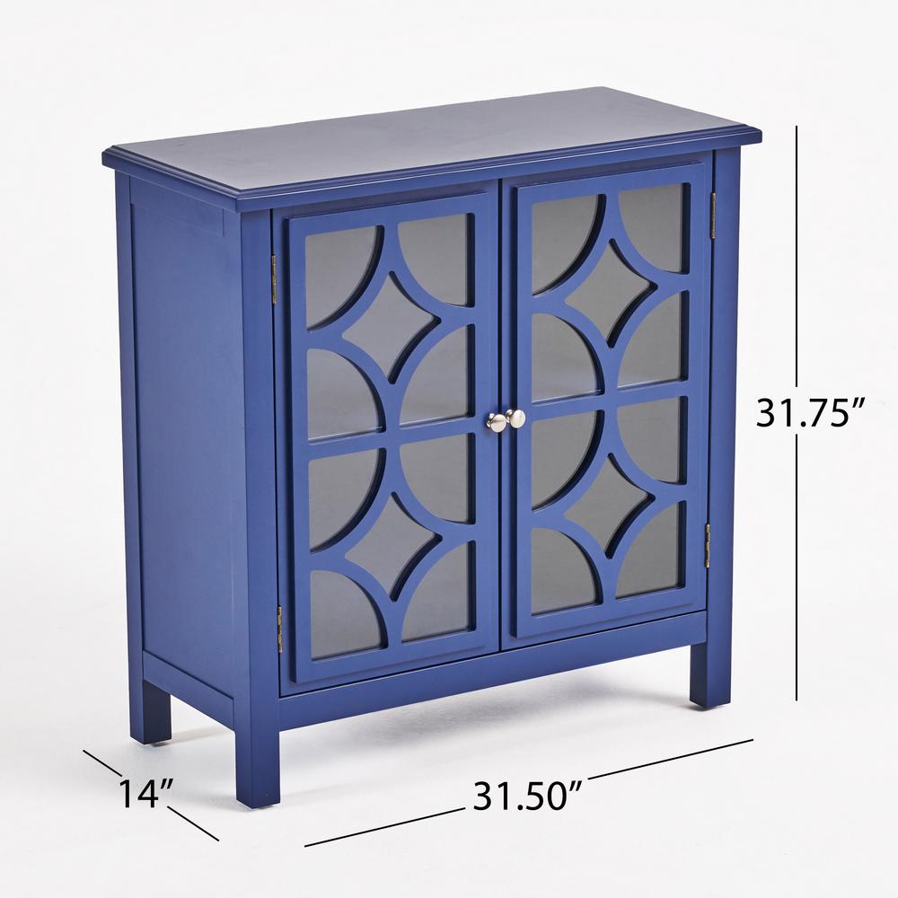 Noble House Melora Navy Blue Brown Fir Wood Accent Cabinet 15073 Noble House Melora Navy Blue Brown Fir