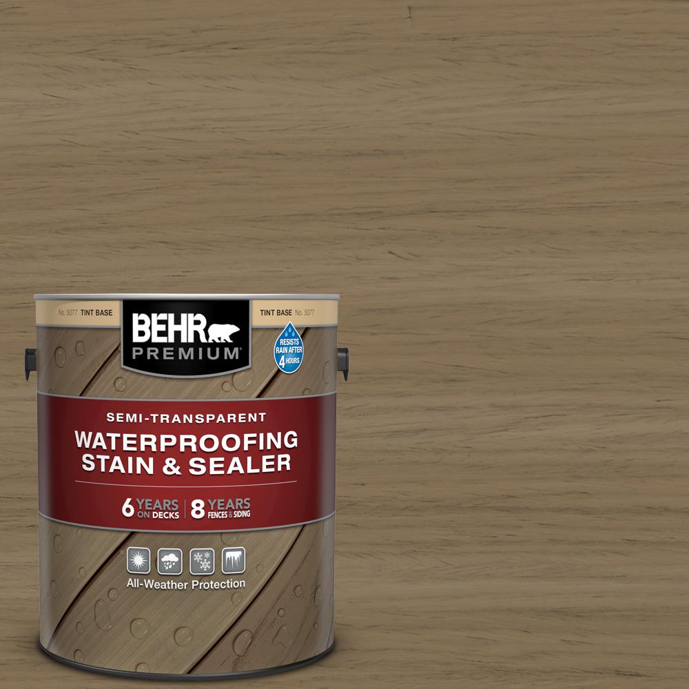 Behr Premium 1 Gal St 153 Taupe Semi Transparent Waterproofing Exterior Wood Stain And Sealer The Home Depot