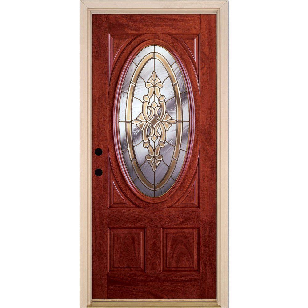 Feather River Doors 37.5 in. x 81.625 in. Silverdale Brass 3/4 Oval