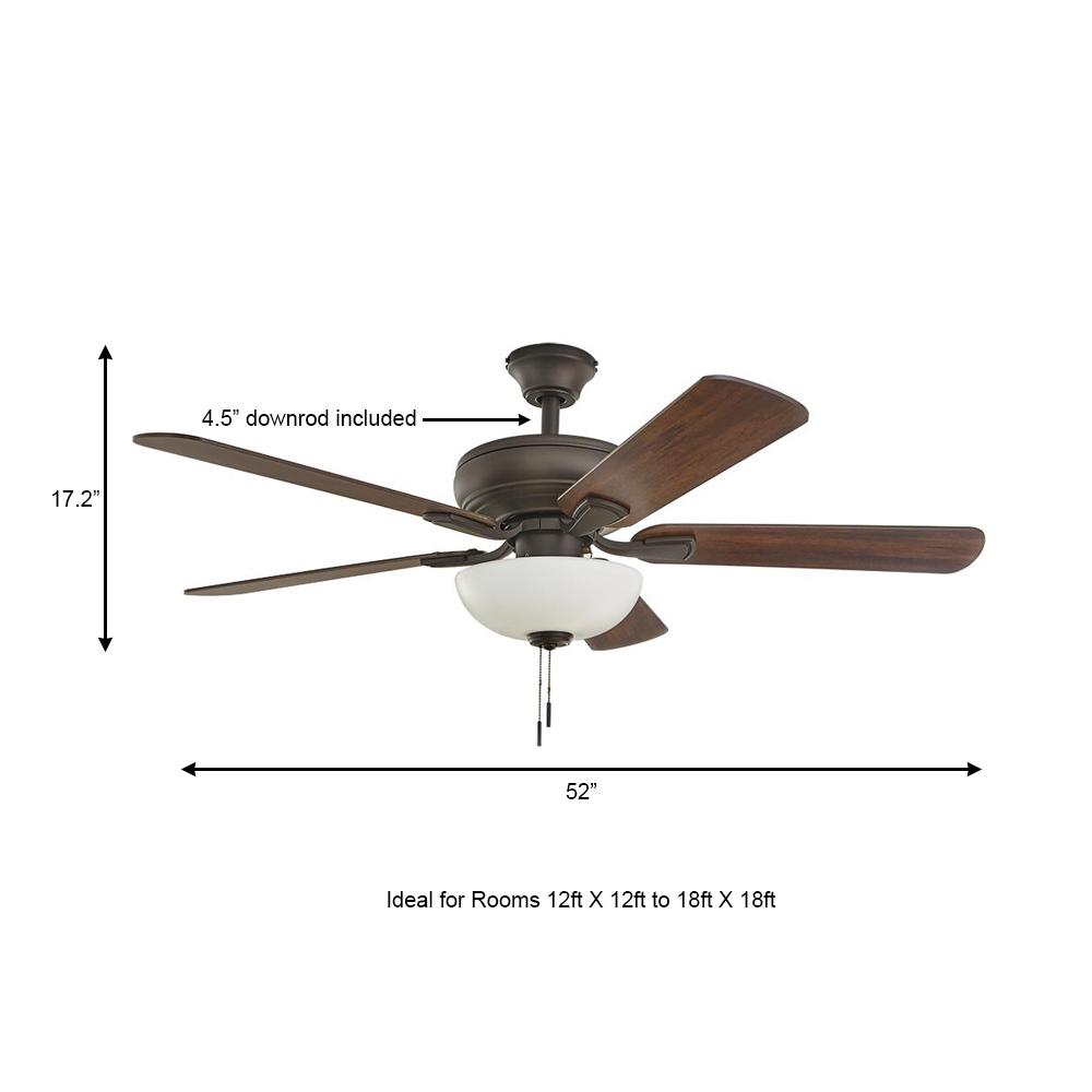Hampton Bay Rothley Ii 52 In Bronze Led Ceiling Fan With Light Kit 52051 The Home Depot - Home Depot Ceiling Fan Light Bulb Led