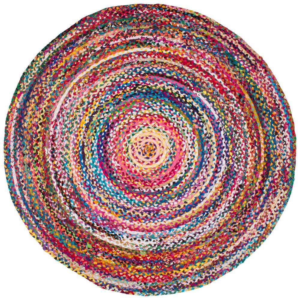 Braided Area Rugs The Home Depot Round Chindi Area Rug