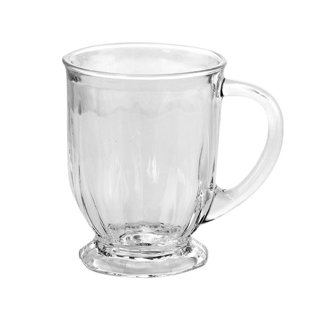 footed glass mug