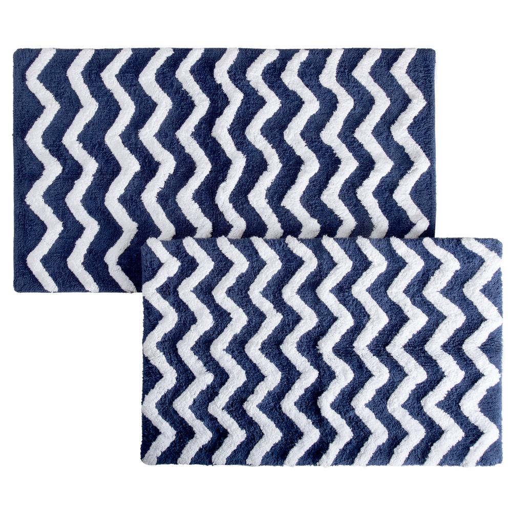 Lavish Home Chevron Navy 24 5 In X 41 2 Piece Bathroom Mat Set Lavish Home Chevron Navy 24 5 In X 41 2 Piece Bathroom Mat