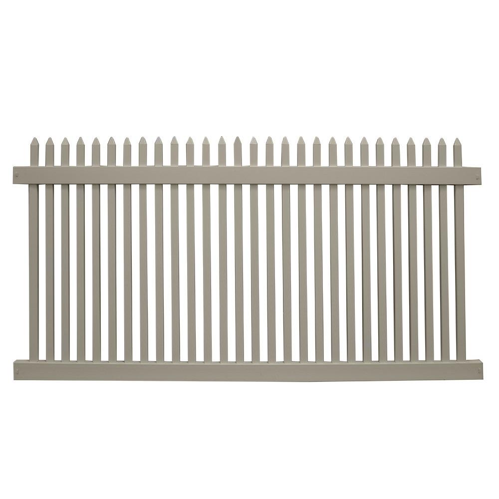 Weatherables Hartford 5 Ft H X 8 Ft W Khaki Vinyl Picket Fence Panel Kit Pkpi 1 5nr 5x8 The Home Depot