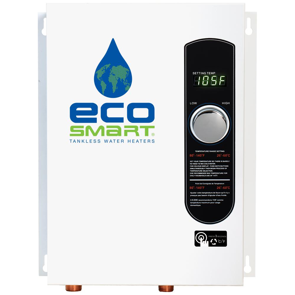 EcoSmart 18 kW Self-Modulating 3.5 GPM Electric Tankless Water Heater ...