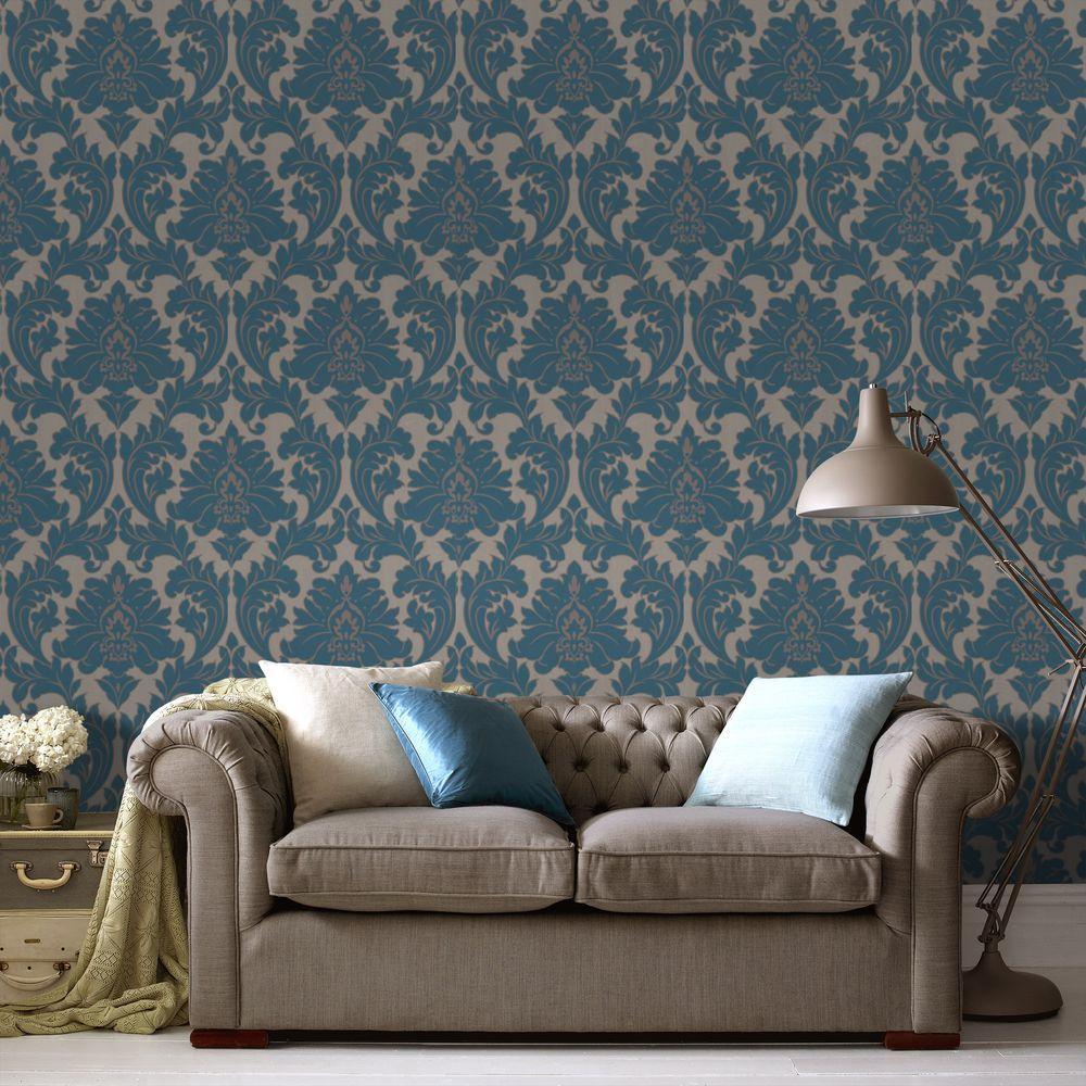 Graham & Brown Majestic Teal Removable Wallpaper-30-435 - The Home Depot