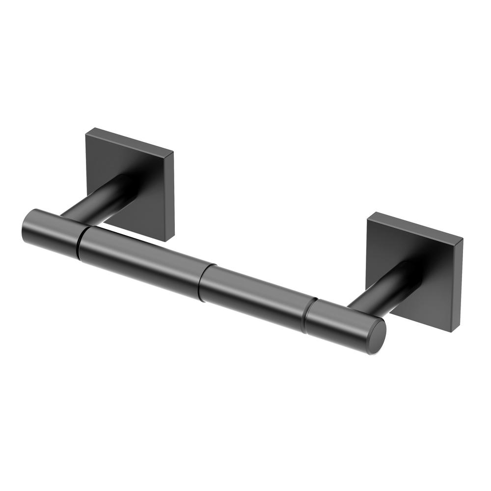 Black Toilet Paper Holders Bathroom Hardware The Home Depot Elevate Standard Double Post Toilet Paper Holder In Matte Black