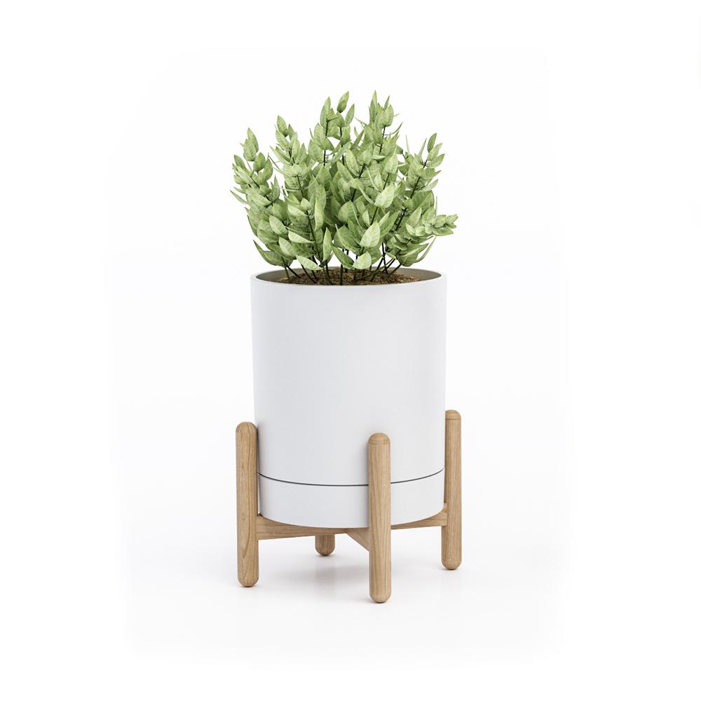 White Wood Indoor Plant Stands Accent Tables The Home Depot Blythe White Natural Tabletop Plant Stand
