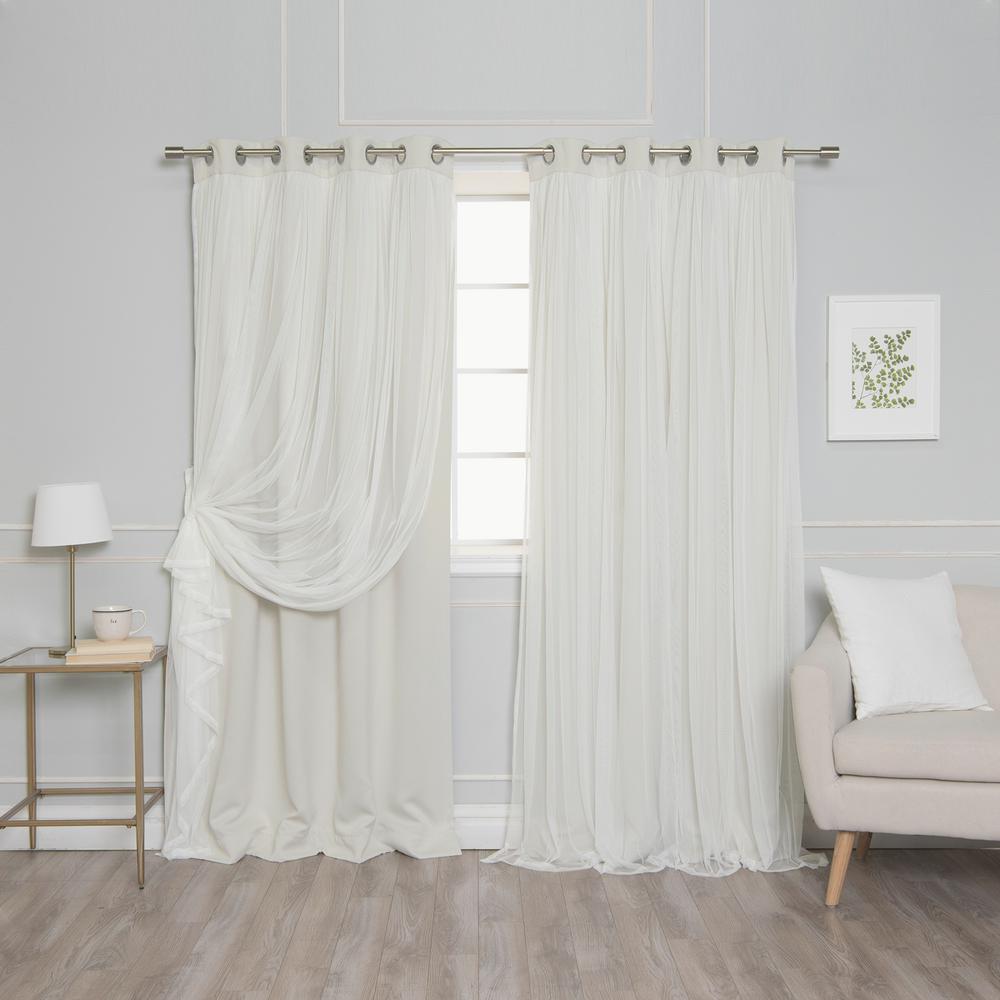 Best Home Fashion 52 in. W x 84 in. L Ivory Marry Me Lace Overlay Room