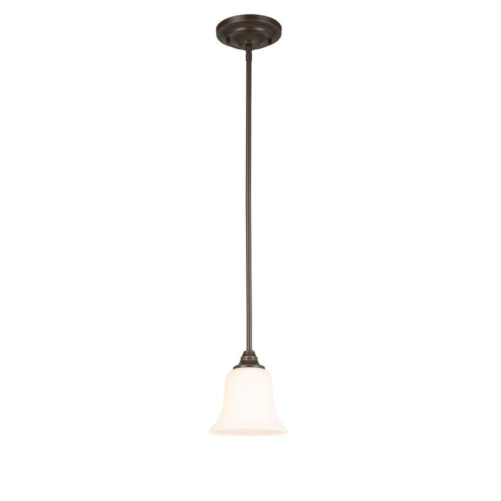 Hampton Bay 1 Light Oil Rubbed Bronze Mini Pendant With Frosted Light Oil Rubbed Bronze Mini Pendant