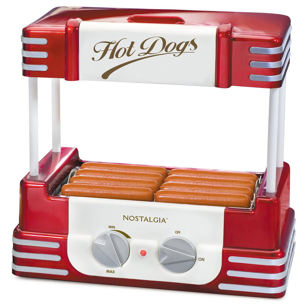 Nostalgia Retro Red Electric Hot Dog Roller and Bun WarmerHDR8RR The