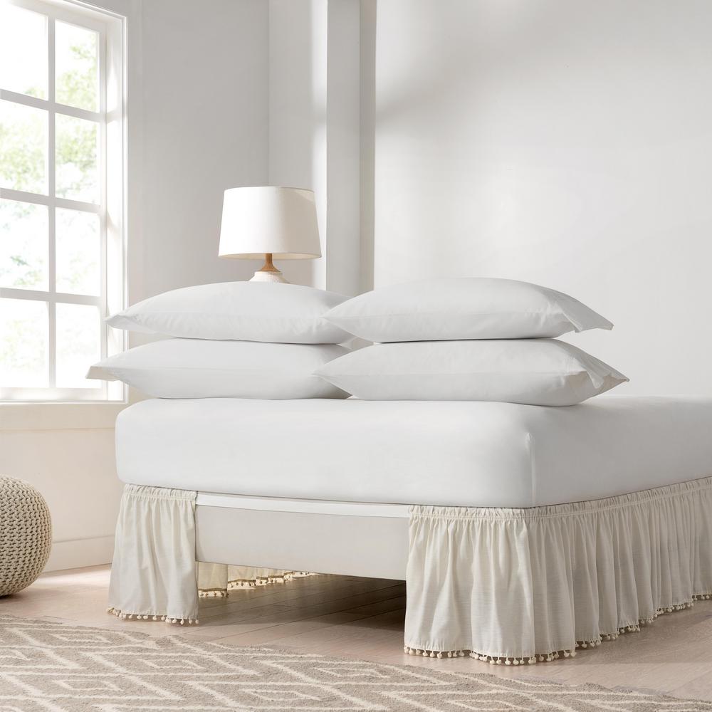 Easy Fit Baratta Ivory Solid King Bed Skirt 16309beddqkgivy The Home Depot