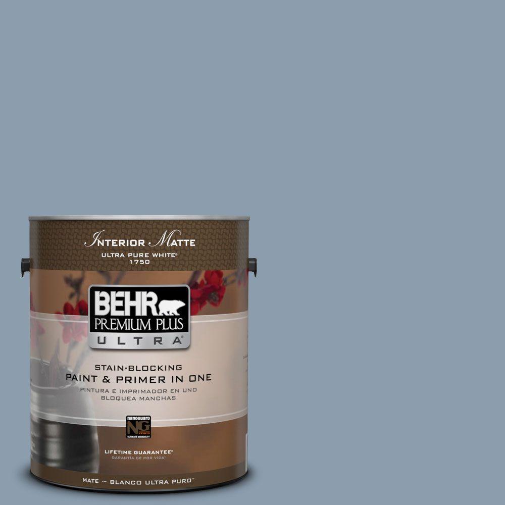 BEHR MARQUEE 1 gal. S4704 Dolphin Blue Matte OneCoat Hide Interior