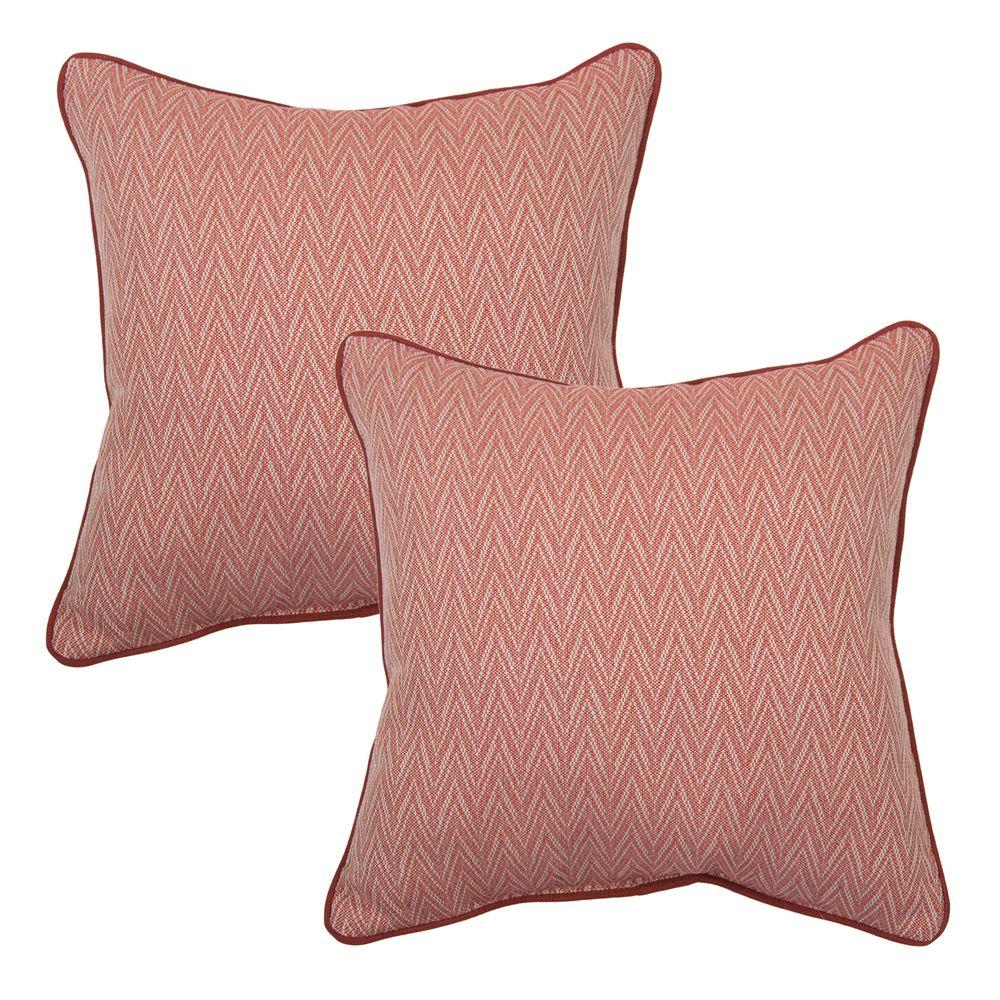 Hampton Bay 18 in. Red Chevron Outdoor Toss Pillow with Welt (2Pack)737902226500 The Home Depot