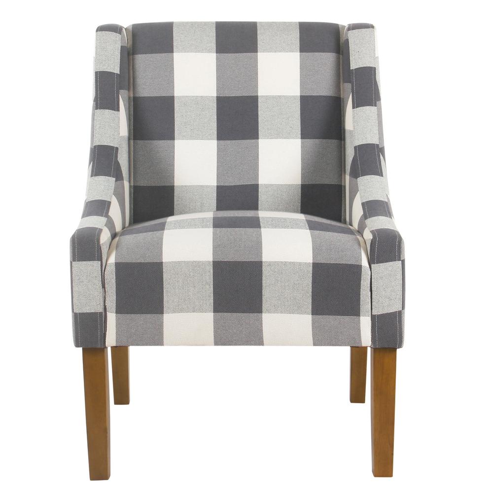 Homepop Blue Buffalo Plaid Modern Swoop Arm Accent Chair-K6908-F2269