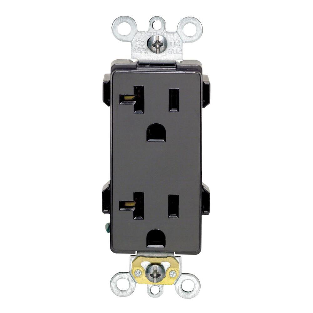 Leviton Decora Plus 20 Amp Industrial Grade Duplex Outlet, Black-R85-16352-0ES - The Home Depot