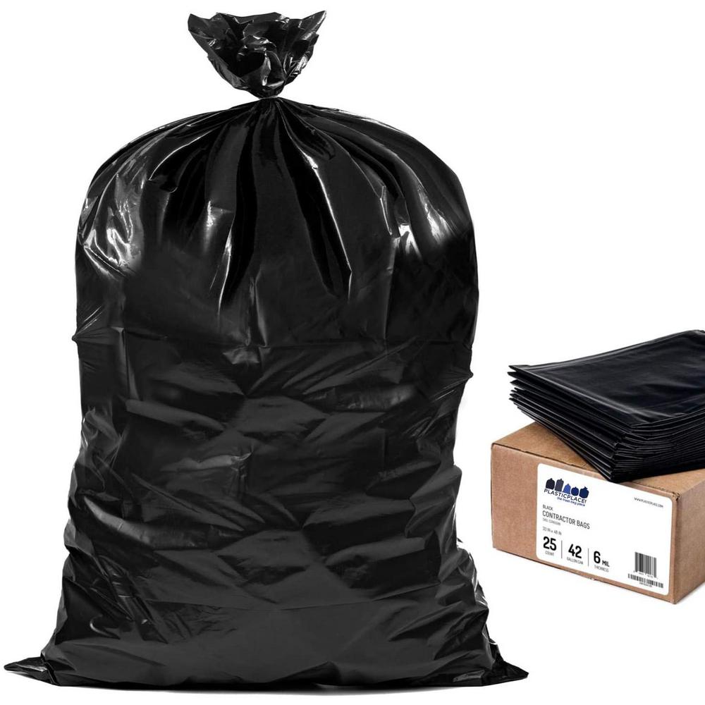 Plasticplace 33 in. W x 48 in. H 42 Gal. 6.0 mil Black Contractor Trash