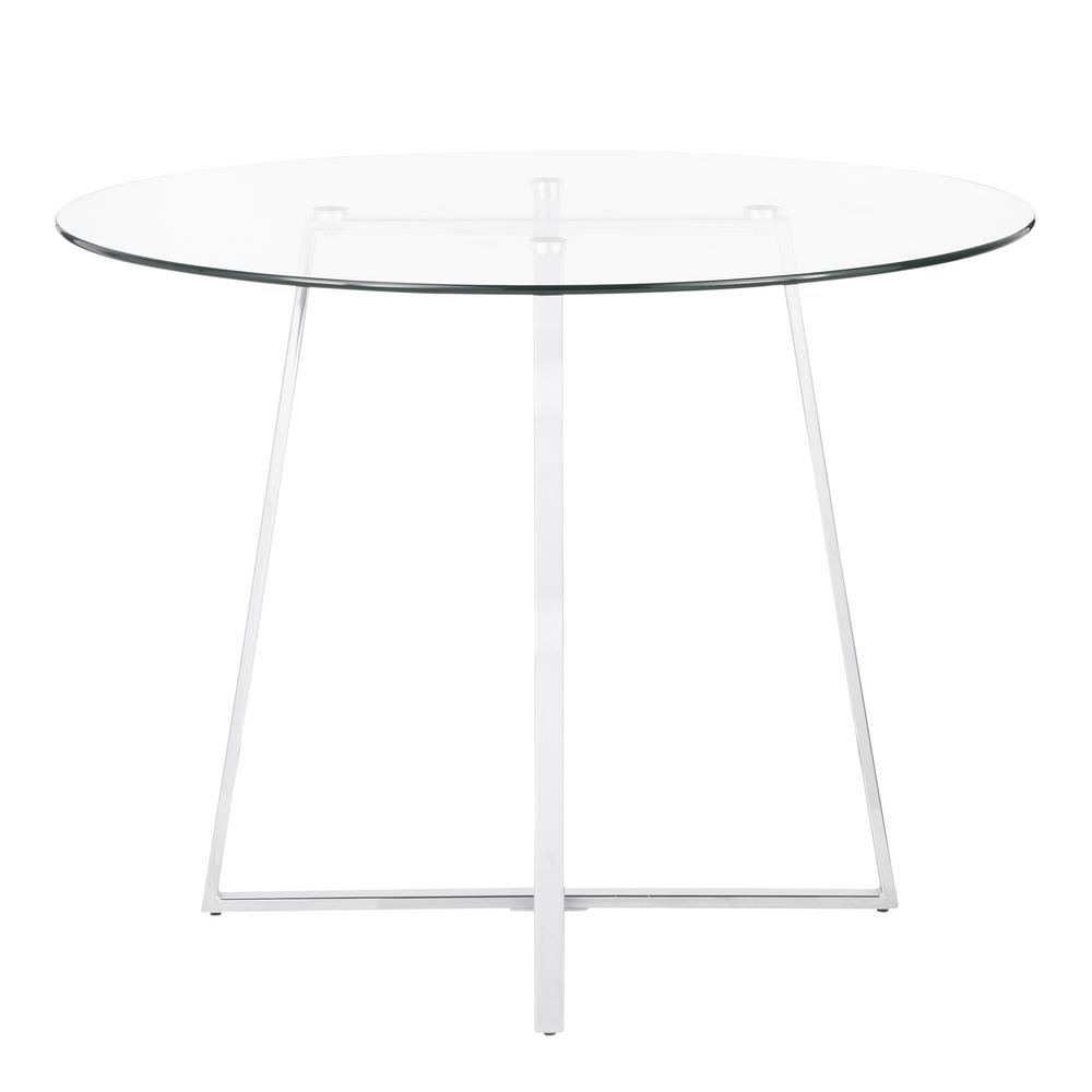 Lumisource Cosmo Round Dining Table In Chrome With Clear Lumisource Cosmo Round Dining Table In Chrome With Clear