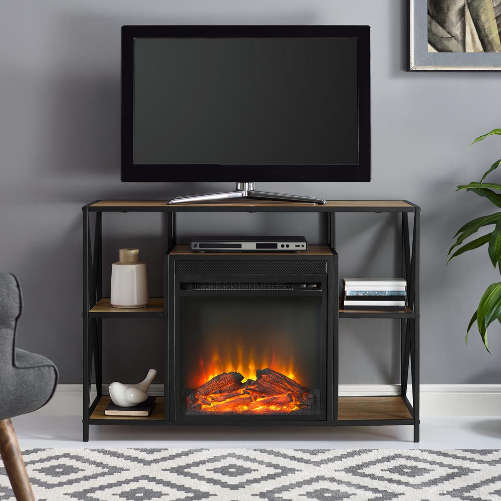 Walker Edison 40 Rustic Electric Fireplace X Frame Tv Stand