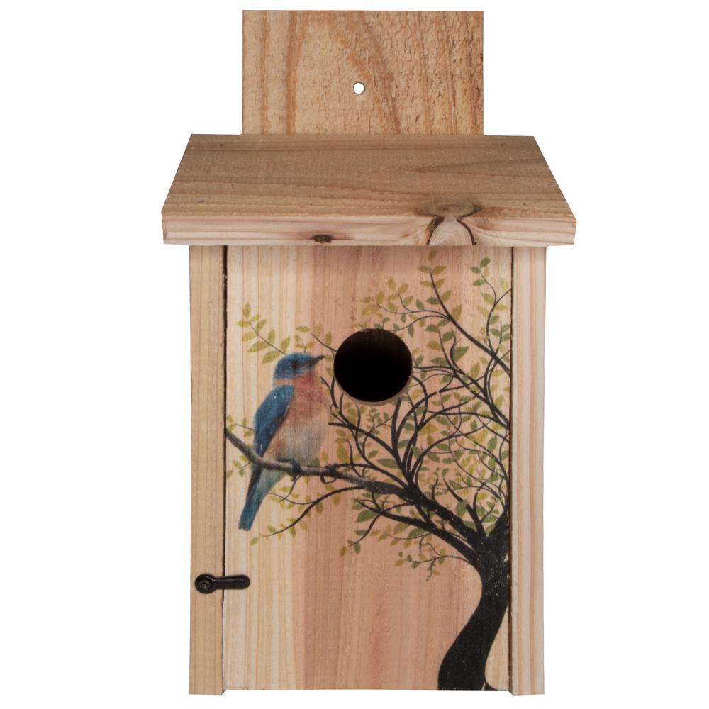S and K Decorative Bird in Tree Cedar Blue Bird HouseBBHC1 The Home Depot