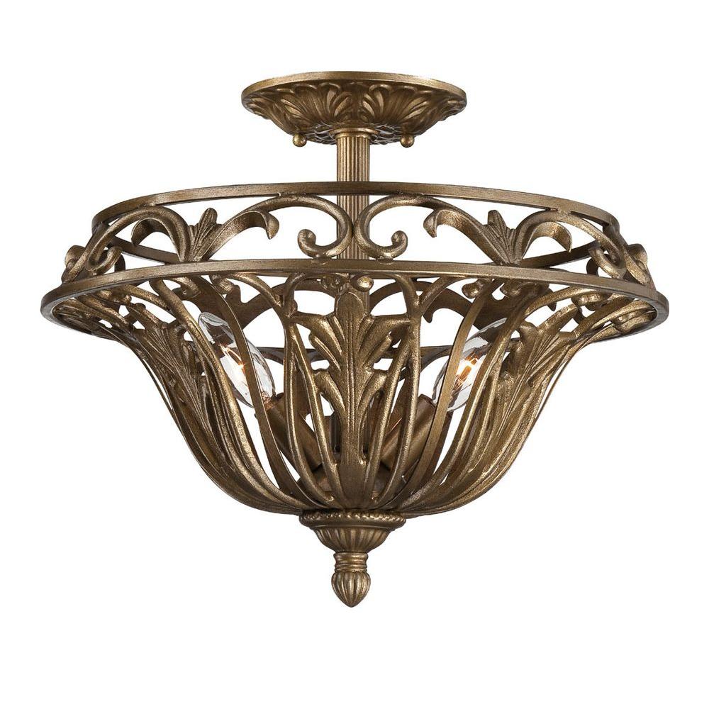 Hampton Bay Oakura 3 Light Gold With Oak Leaf Semi Flush Mount Hampton Bay Oakura 3 Light Gold With Oak Leaf Semi Flush Mount 22061 010 The Home Depot