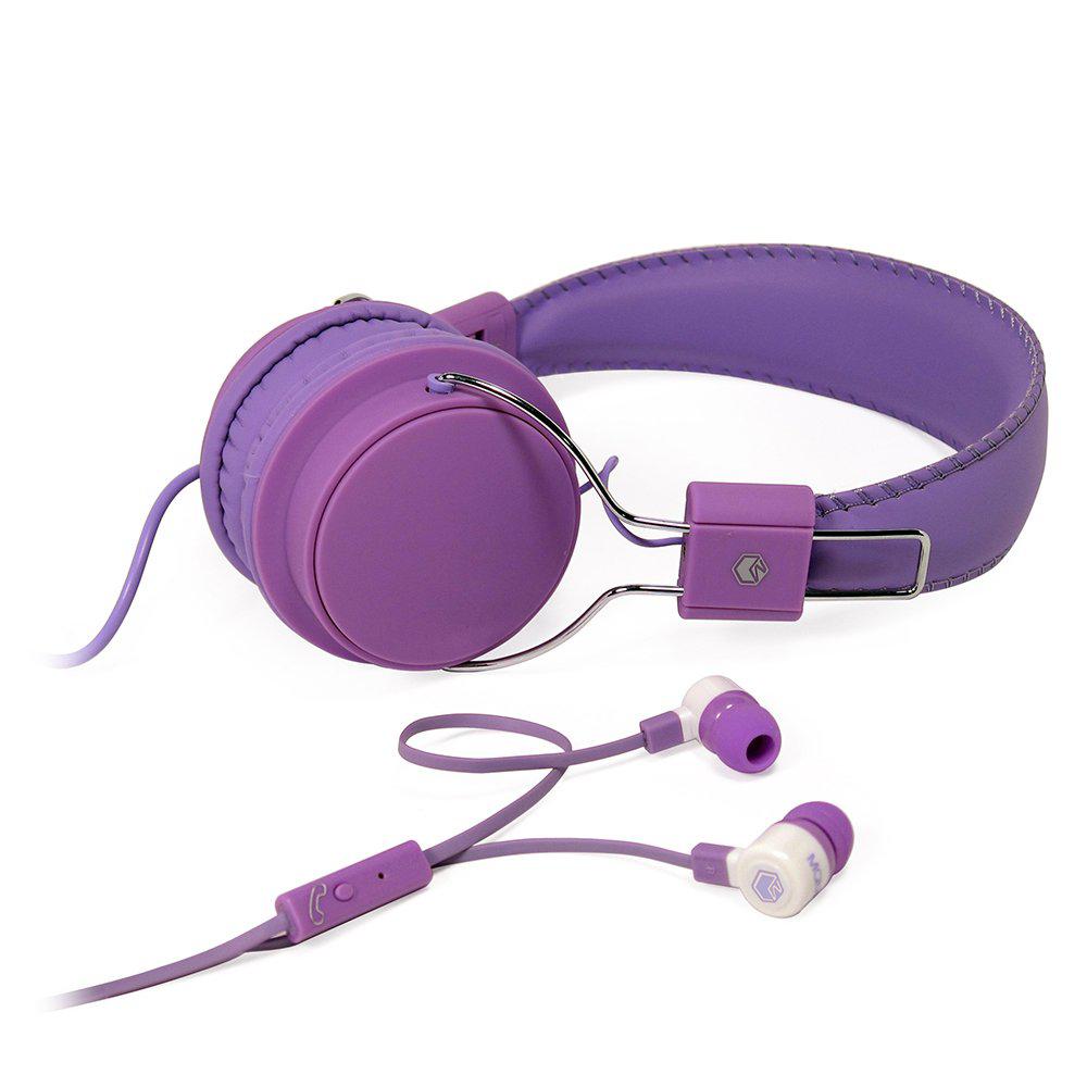 MQbix 2in1 Combo Pack Stereo Headphones and Earphones in PurpleMQHT470PL The Home Depot