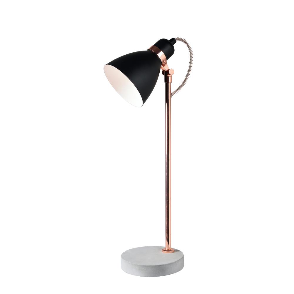 black and copper table lamp