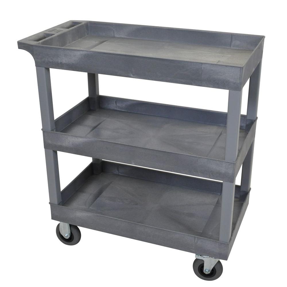 Luxor 18 inch x 32 inch 3-Tub Shelf Plastic Utility Cart with 5 inch... by Luxor